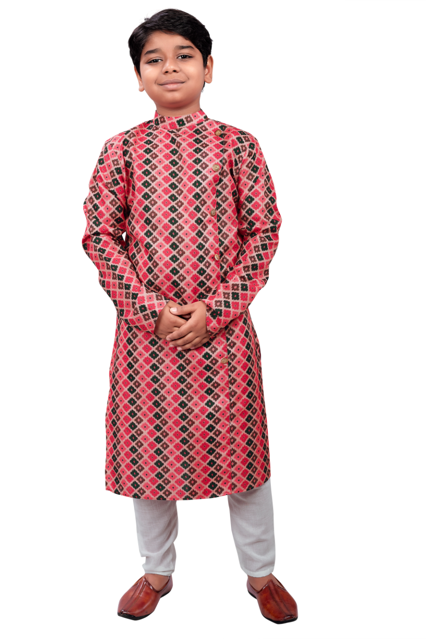 DEIANA'S Casual Designer Kurta Pyjama Set For Boys And kids (Pink With Black) | Swadesiicart