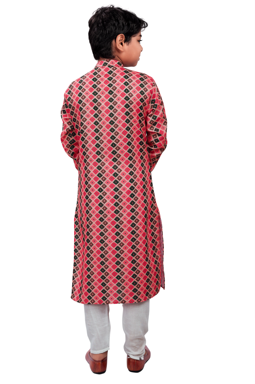 DEIANA'S Casual Designer Kurta Pyjama Set For Boys And kids (Pink With Black) | Swadesiicart