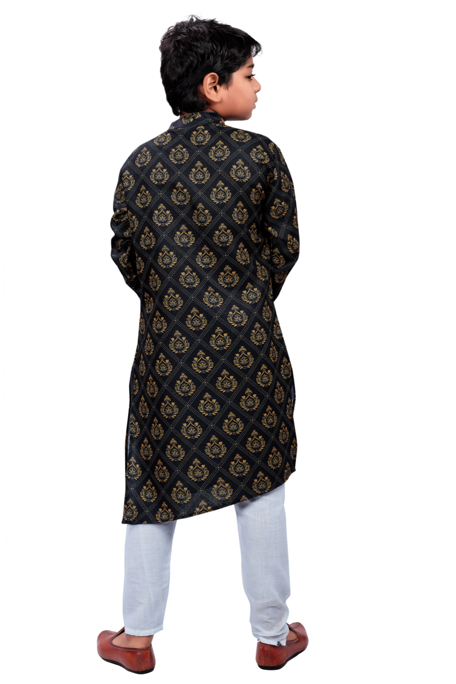 DEIANA'S Casual Designer Kurta Pyjama Set For Boys And kids (Black With Golden) | Swadesiicart