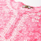 ADA Women Pink & White Floral Chikankari Cotton Handloom Kurta | Swadesiicart