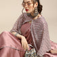 Tikhi Imli Trendy Mauve Sleek Poly Crepe Saree with Embellished Border & Cape | Swadesiicart