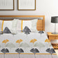 Home Sizzler Grey & Yellow Floral 210 TC Queen Bedsheet with 2 Pillow Covers - Swadesiicart