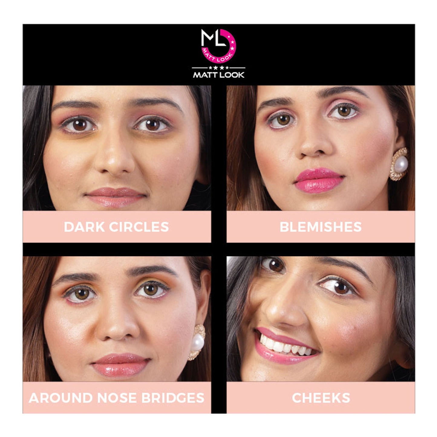 Matt Look Concealer & Anticernes SPF 20 - Rose - Swadesiicart
