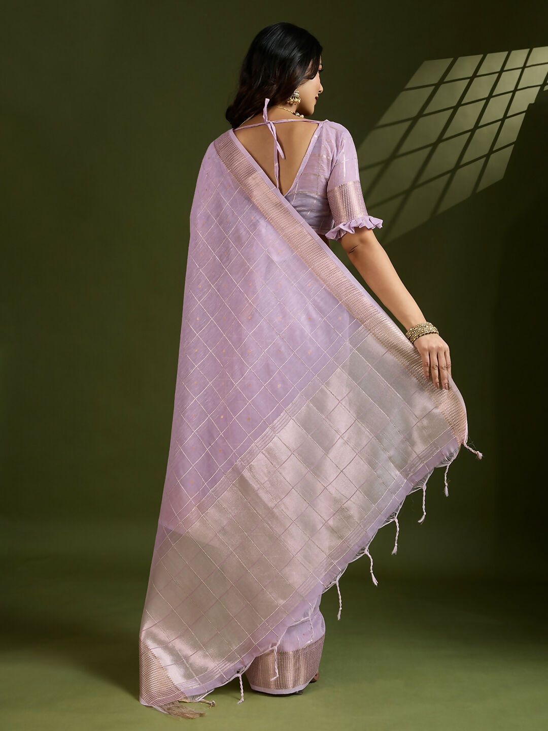 Vishnu Weaves Women's Purple Soft Silk Zari Woven Saree with Blouse - Swadesiicart