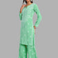 ADA Floral Embroidered Long Sleeves Regular Lucknowi Chikankari Kurta With Palazzos | Swadesiicart