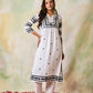 HOUSE OF KARI Notched Neck Floral Embroidered Chikankari Cotton Kurta | Swadesiicart