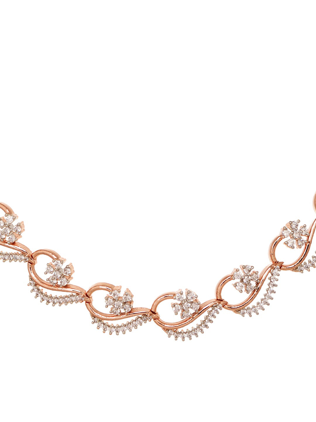 Saraf RS Jewellery Rose Gold-Polished White AD-Studded Jewellery Set - Swadesiicart