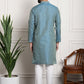 Sojanya Men Blue & Off-White Woven Design Kurta with Churidar | Swadesiicart