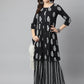 Kalini Women Black Ethnic Motifs Printed Kurta with Sharara | Swadesiicart