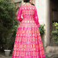 Wedding Designer Pink Soft Dola Silk Anarkali suit with Dupatta - Samanta - Swadesiicart