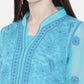 ADA Women Blue Embroidered Lucknow Chikankari Straight Kurta With Slip | Swadesiicart