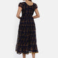 Souchii Women Navy Blue Printed Fit And Flare Dress - Swadesiicart