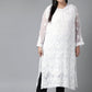 ADA Women Plus Size White Chikankari Embroidered Handloom Kurta with Inner | Swadesiicart