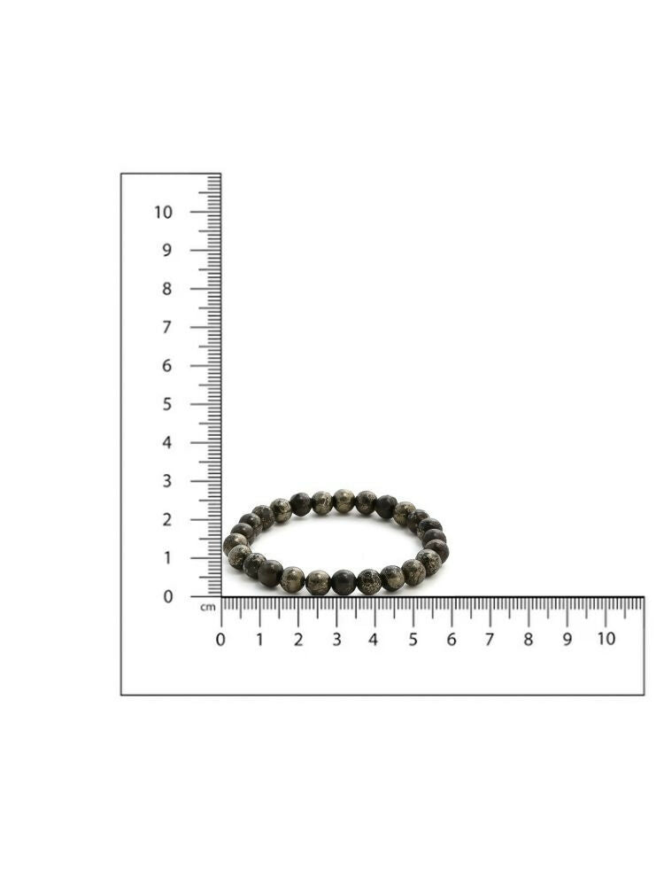 Pyrite Metal Black Round Elastic Bracelet - Ruby Raang | Swadesiicart