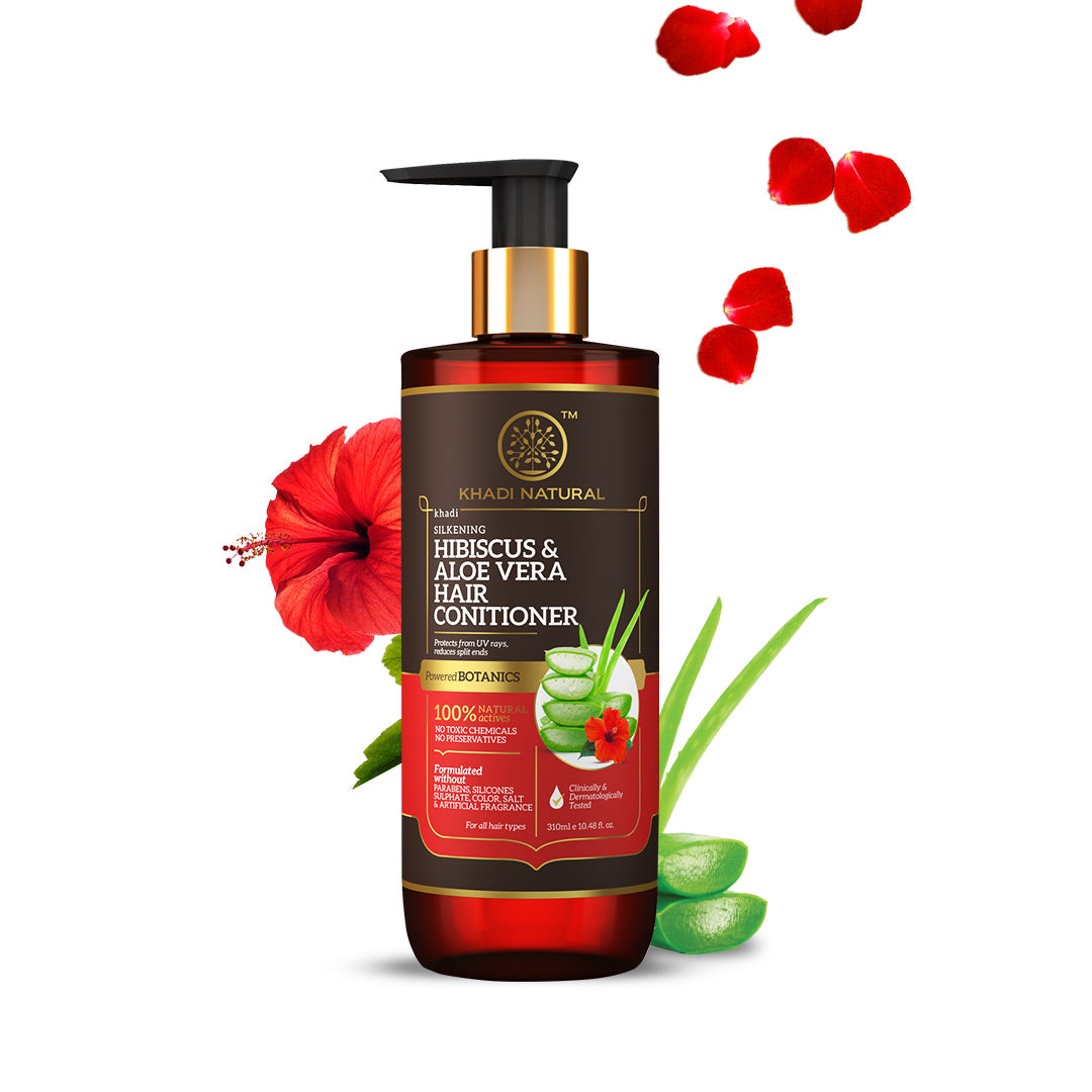 Khadi Natural Hibiscus & Aloe Vera Hair Conditioner - Parabens, Silicones, Sulphate, Color, Salt & Artificial Fragrance Free - 310ml