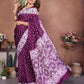 Anaita Purple Handmade Bandhej Viscose Silk Saree With Blouse