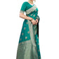 Vamika Banarasi Jacquard Weaving Green Saree (Siri Green) | Swadesiicart