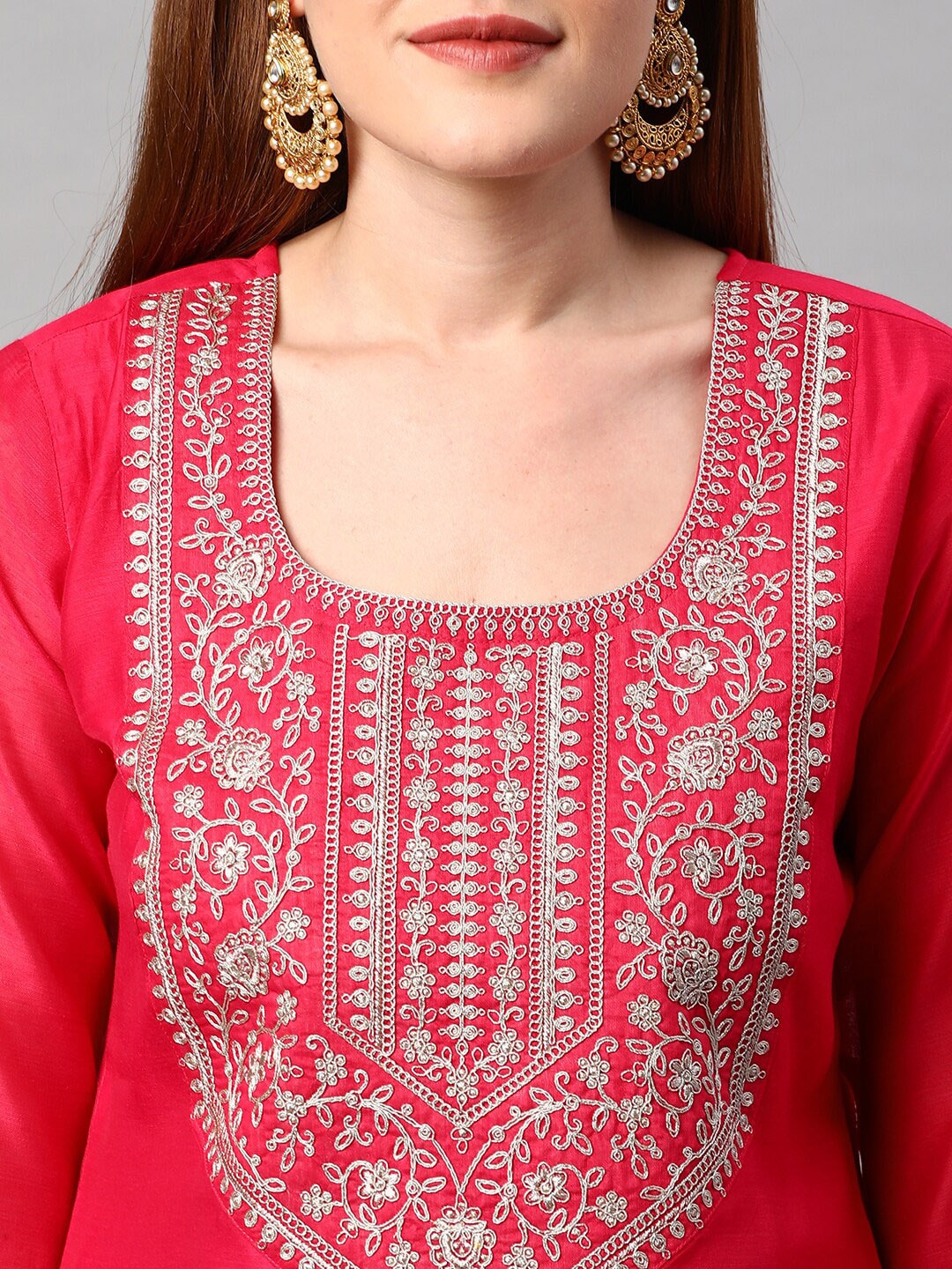 Kalini Women Floral Yoke Design Gotta Patti Kurta With Sharara & Dupatta | Swadesiicart