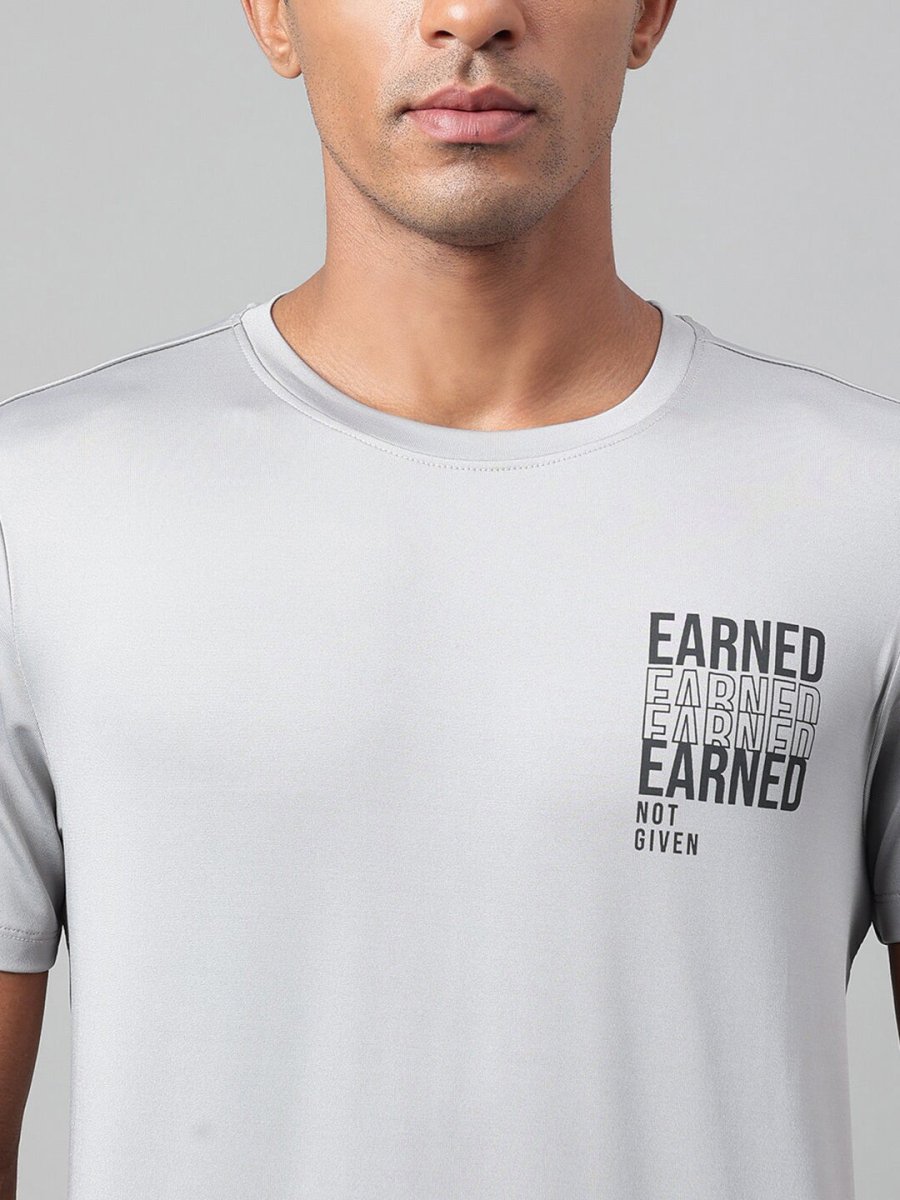 Alcis Typography Printed Anti-Static Dry Tech Slim Fit Sports T-shirt | Swadesiicart