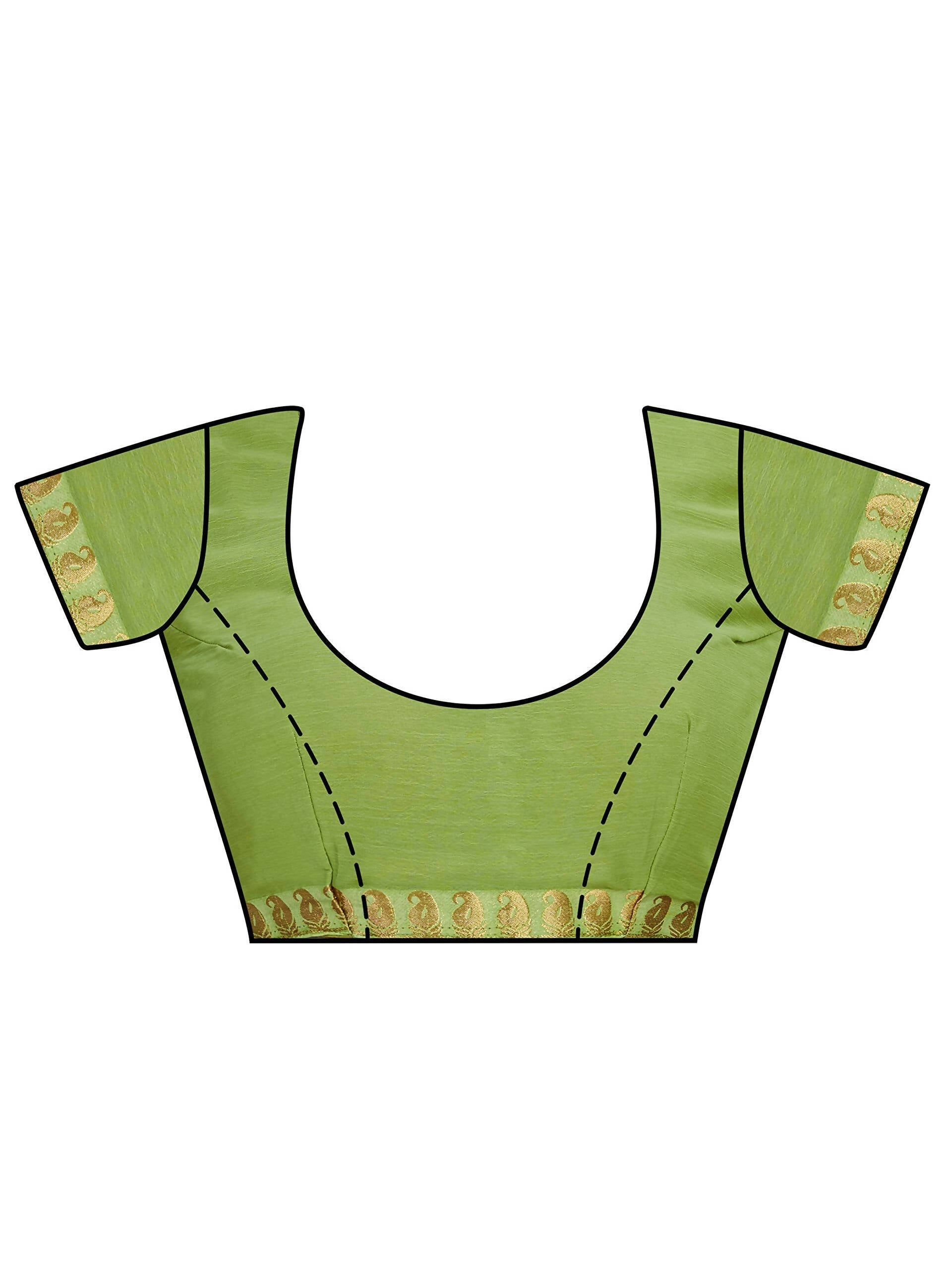 Mimosa Women's Green Chiffon Banarasi Silk Saree | Swadesiicart