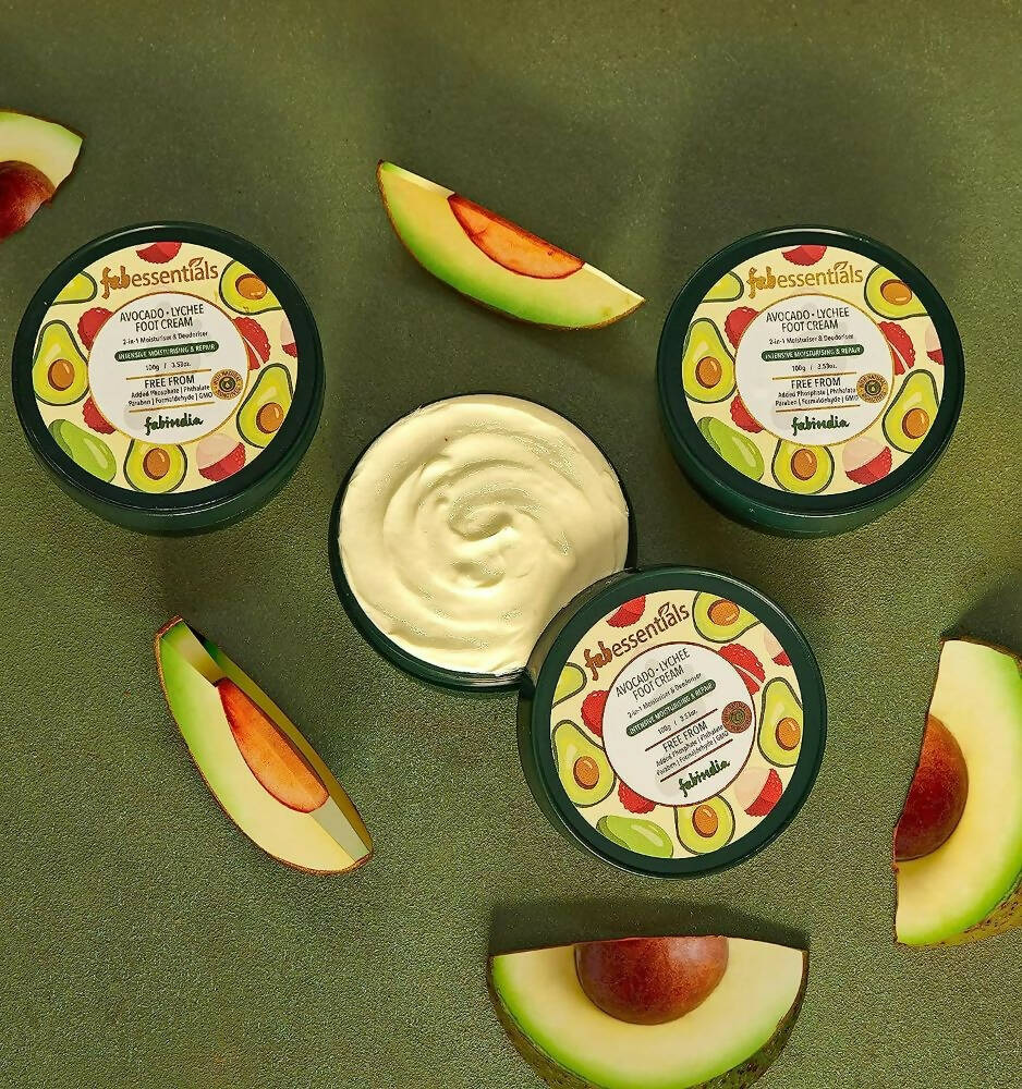 Fabessentials Avacado Lychee Foot Cream - Swadesiicart