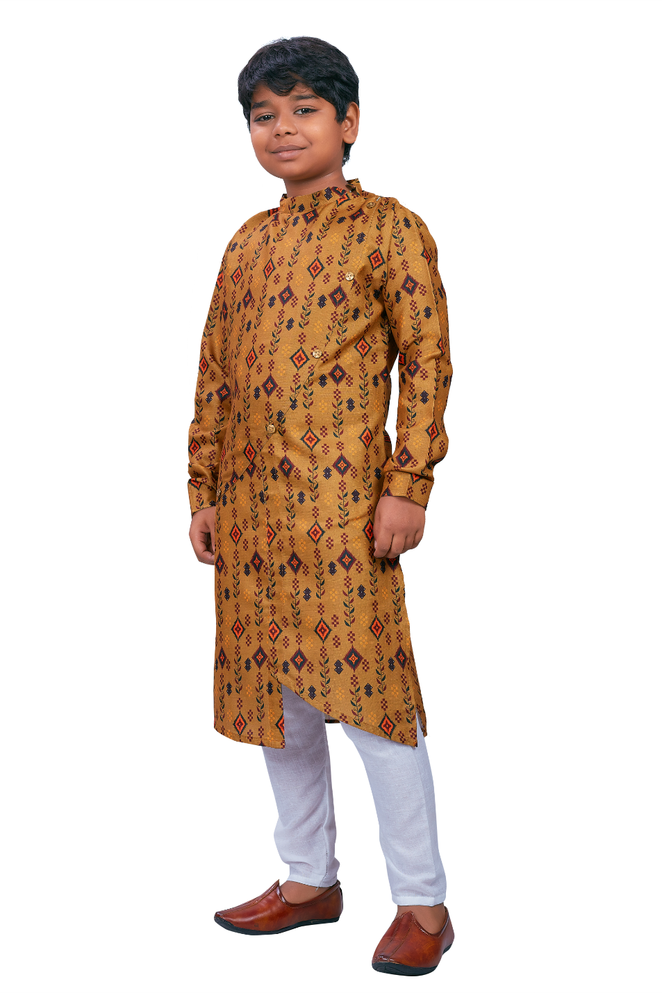 DEIANA'S Casual Designer Kurta Pyjama Set For Boys And kids (Brown With Multicolor) | Swadesiicart