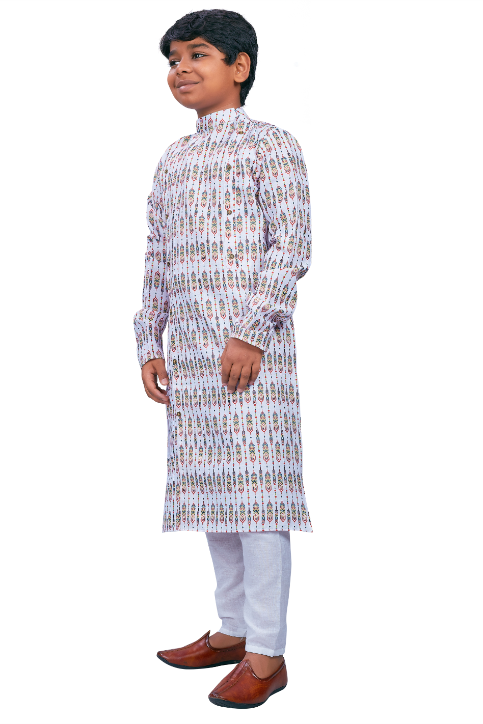 DEIANA'S Casual Designer Kurta Pyjama Set For Boys And kids (White With Multicolor) | Swadesiicart