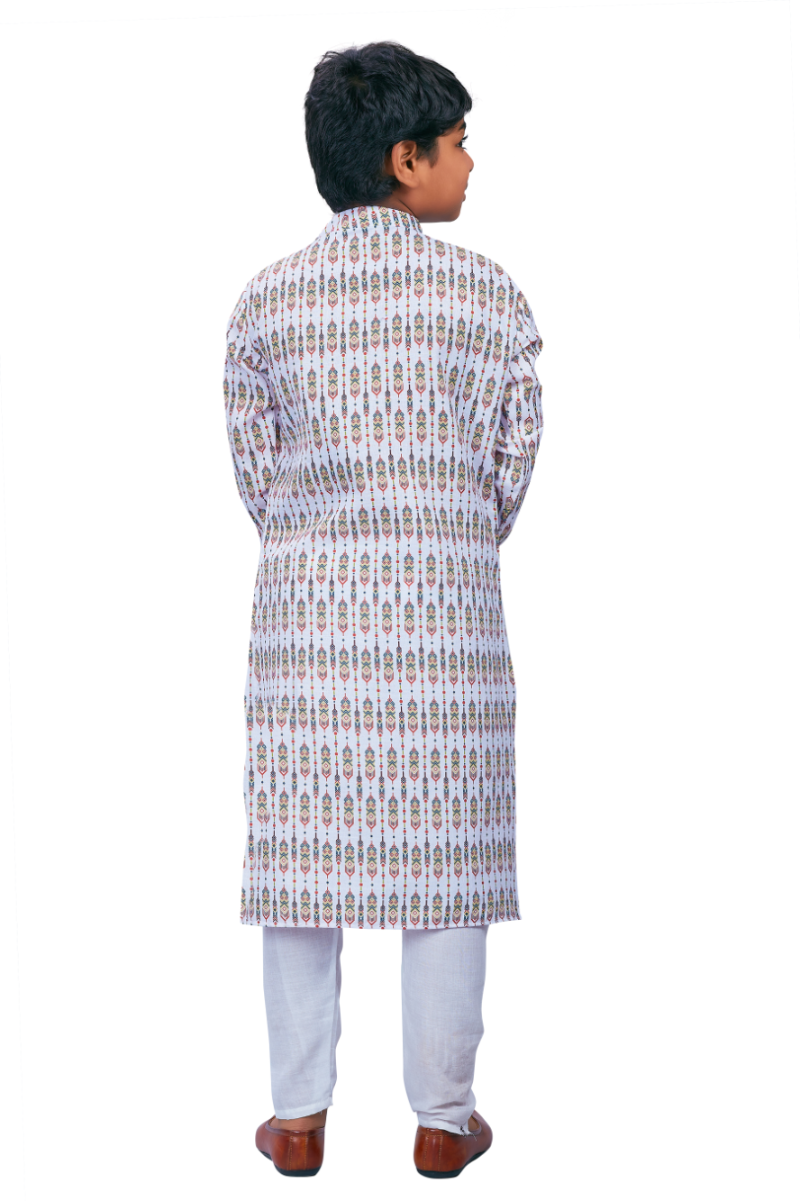 DEIANA'S Casual Designer Kurta Pyjama Set For Boys And kids (White With Multicolor) | Swadesiicart