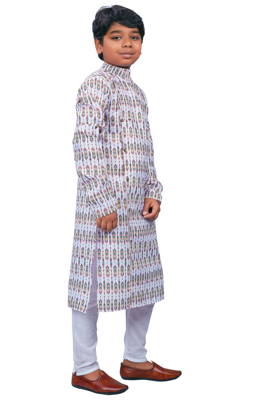 DEIANA'S Casual Designer Kurta Pyjama Set For Boys And kids (White With Multicolor) | Swadesiicart