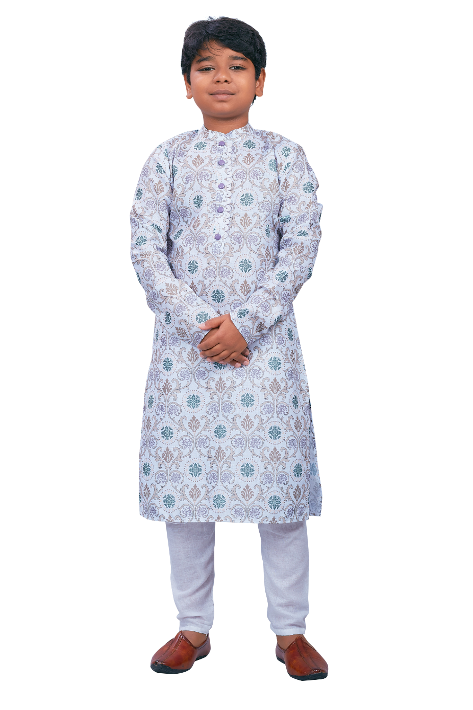 DEIANA'S Casual Designer Kurta Pyjama Set For Boys And kids (White With Multicolor) | Swadesiicart