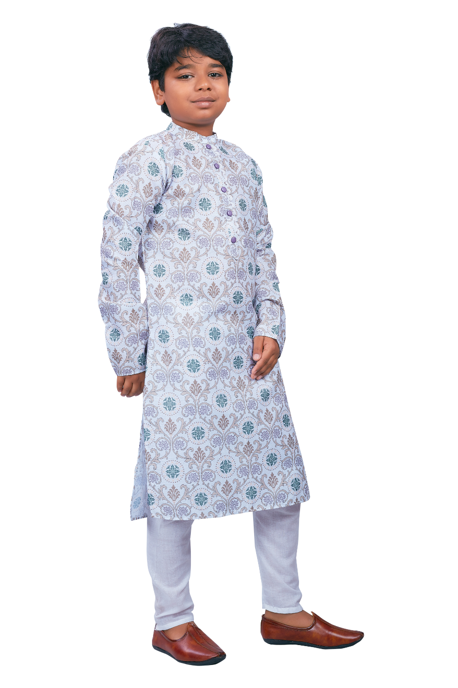 DEIANA'S Casual Designer Kurta Pyjama Set For Boys And kids (White With Multicolor) | Swadesiicart