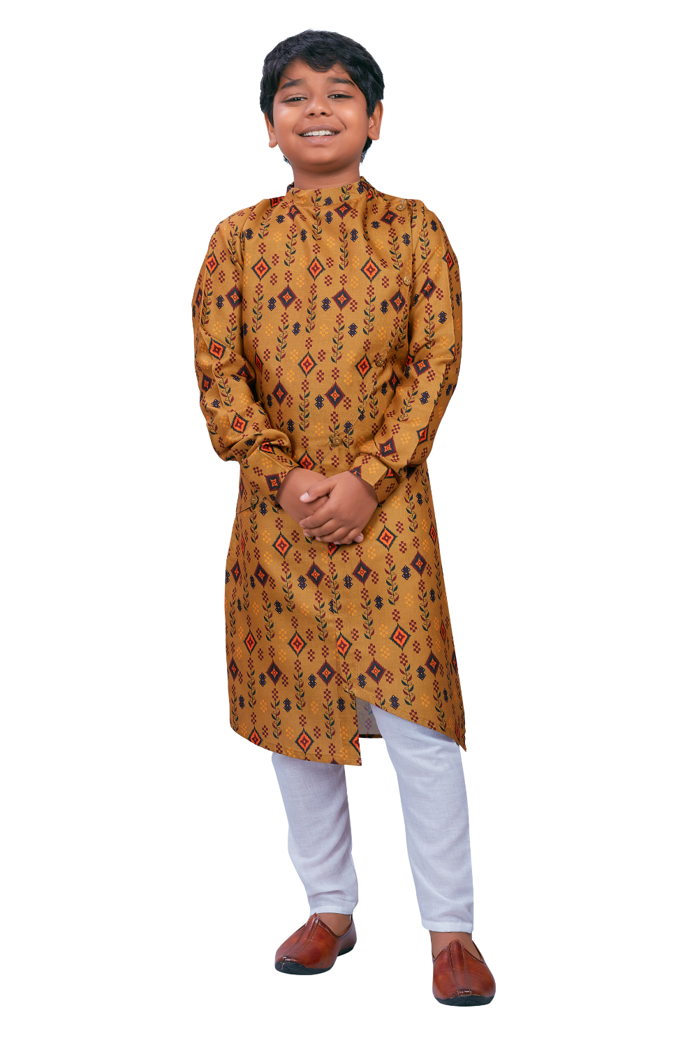 DEIANA'S Casual Designer Kurta Pyjama Set For Boys And kids (Brown With Multicolor) | Swadesiicart