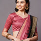 Mitera Mauve & Gold-Toned Silk Cotton Banarasi Saree | Swadesiicart