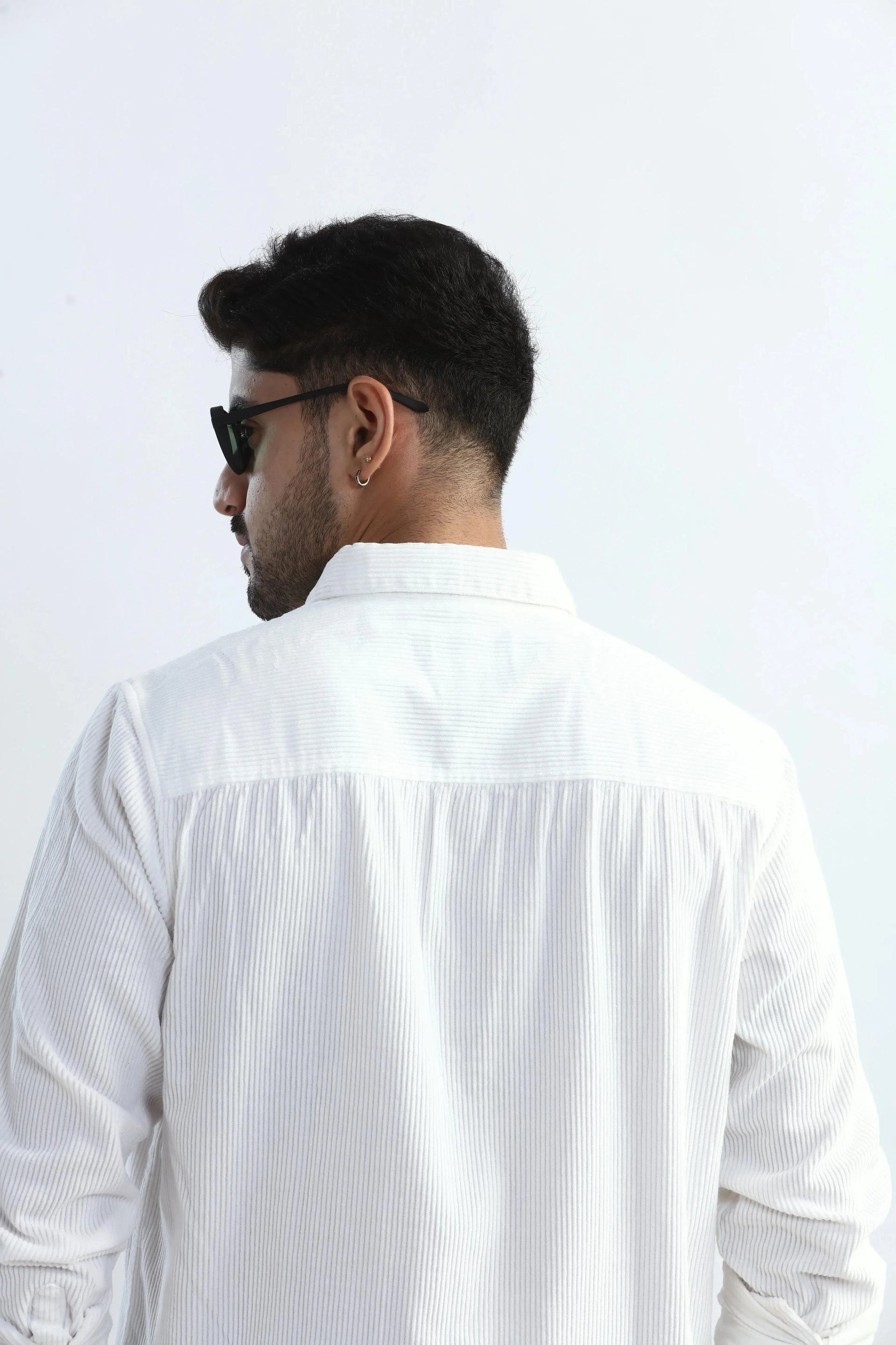 Xkind Men's White Corduroy Regular Fit Shirt | Swadesiicart