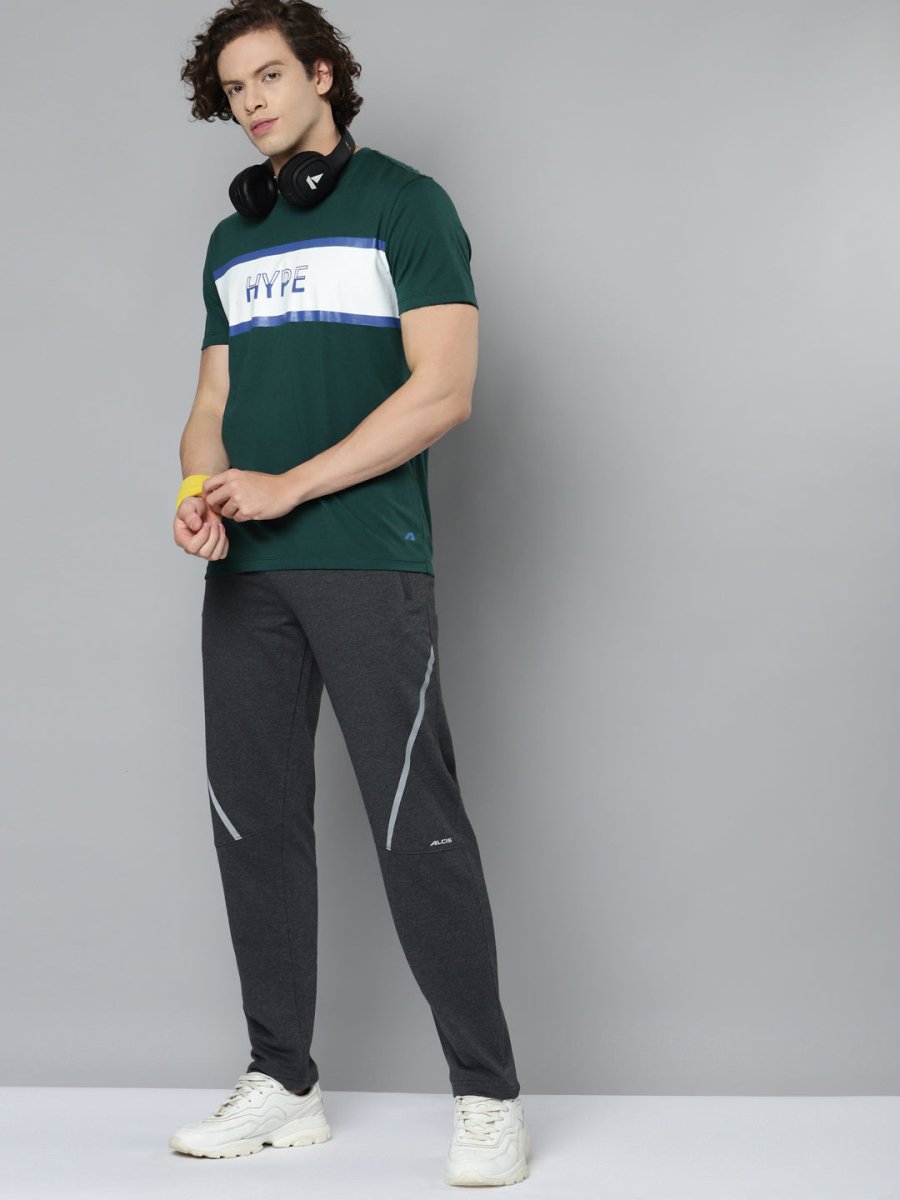 Alcis Men Green & White Typography Printed Slim Fit T-shirt | Swadesiicart