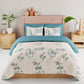 BIANCA Beige & Green Floral 186 TC King Bedsheet with 2 Pillow Covers - Swadesiicart