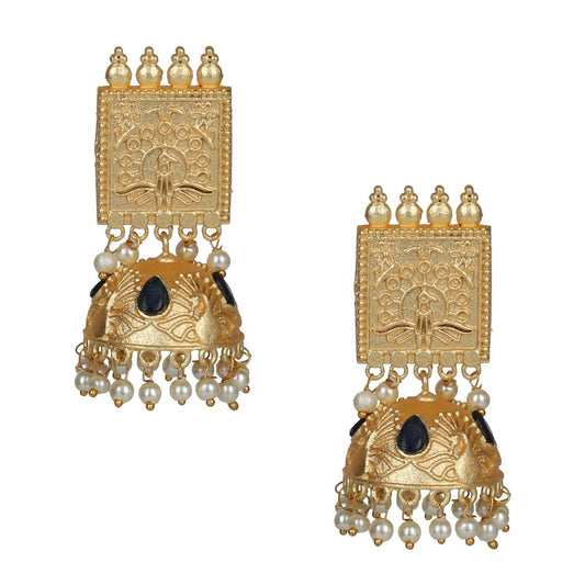 Joban Fashion Women Matte Gold Brass Jhumka | Swadesiicart