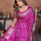 Anaita Purple Handmade Bandhej Viscose Silk Saree With Blouse