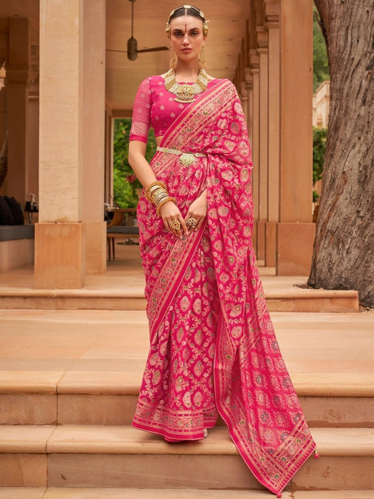 Anouk Ethnic Motifs Woven Design Brasso Banarasi Saree | Swadesiicart