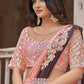 Mitera Pink & Brown Embellished Sequinned Ready to Wear Saree | Swadesiicart