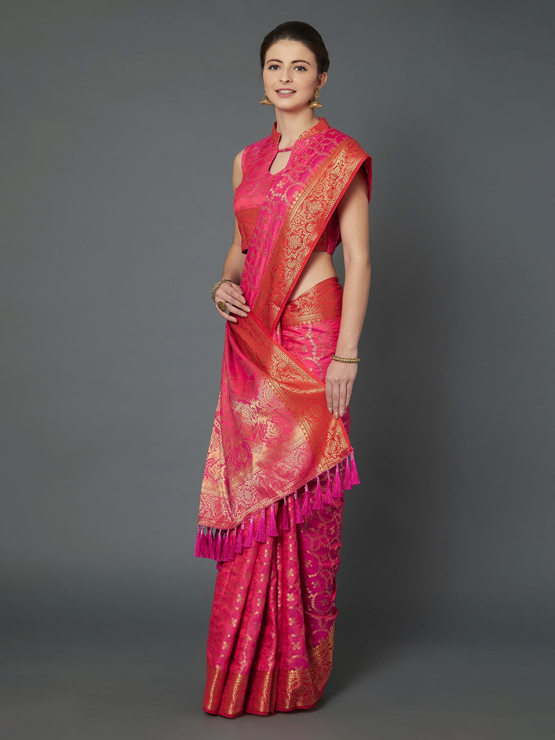 Mitera Pink Woven Design Banarasi Saree | Swadesiicart