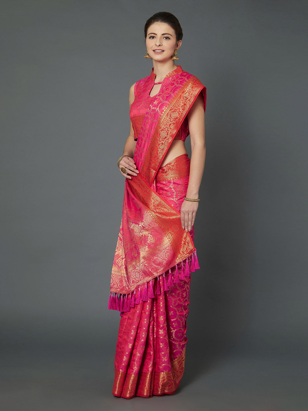 Mitera Pink Woven Design Banarasi Saree | Swadesiicart