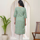 Vaasva Women Aqua Cotton Printed Straight Kurti With Pant | Swadesiicart