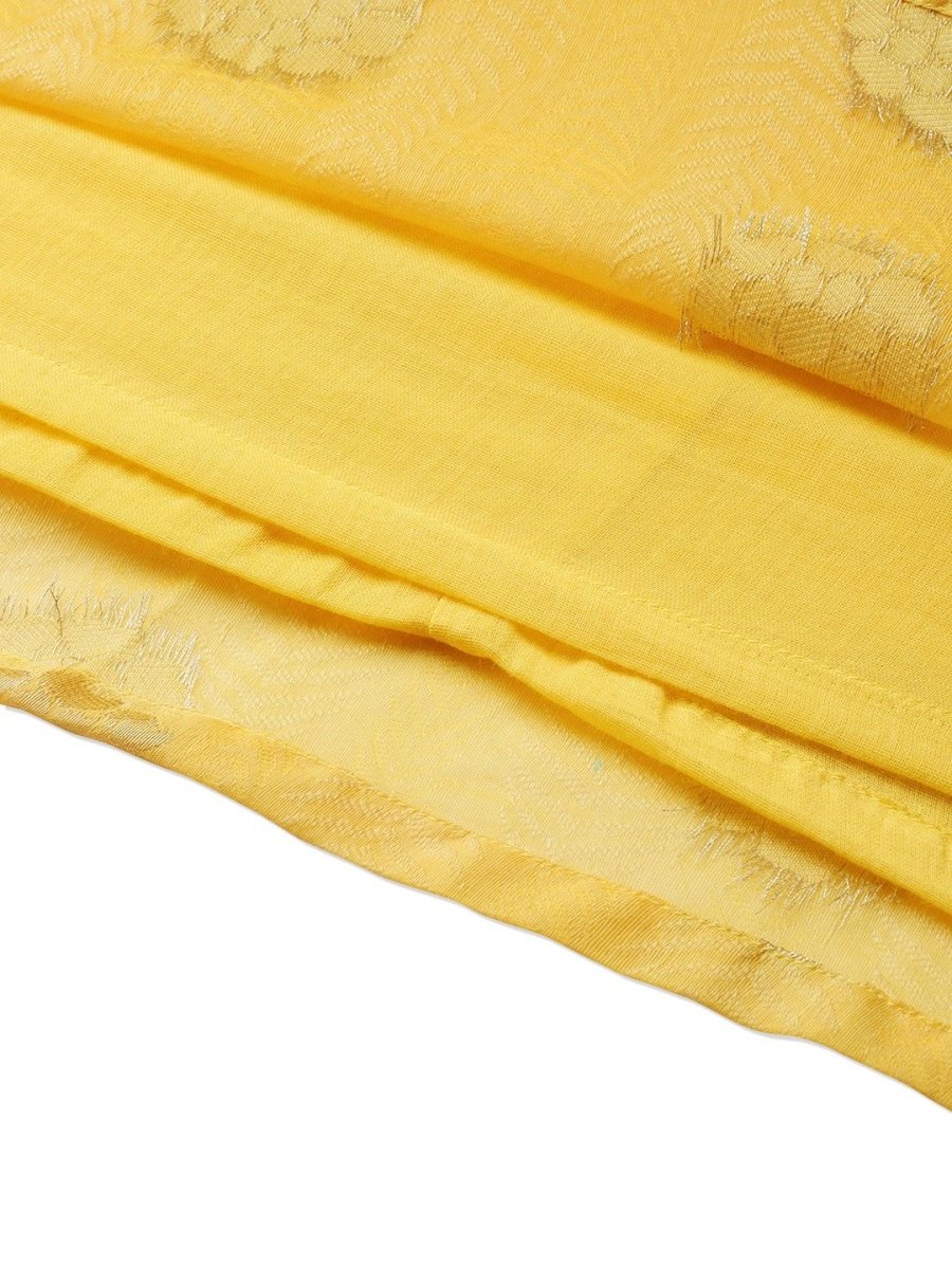 Ahalyaa Women Yellow Chanderi Jacquard Woven Dress | Swadesiicart