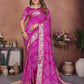 Anaita Purple Handmade Bandhej Viscose Silk Saree With Blouse