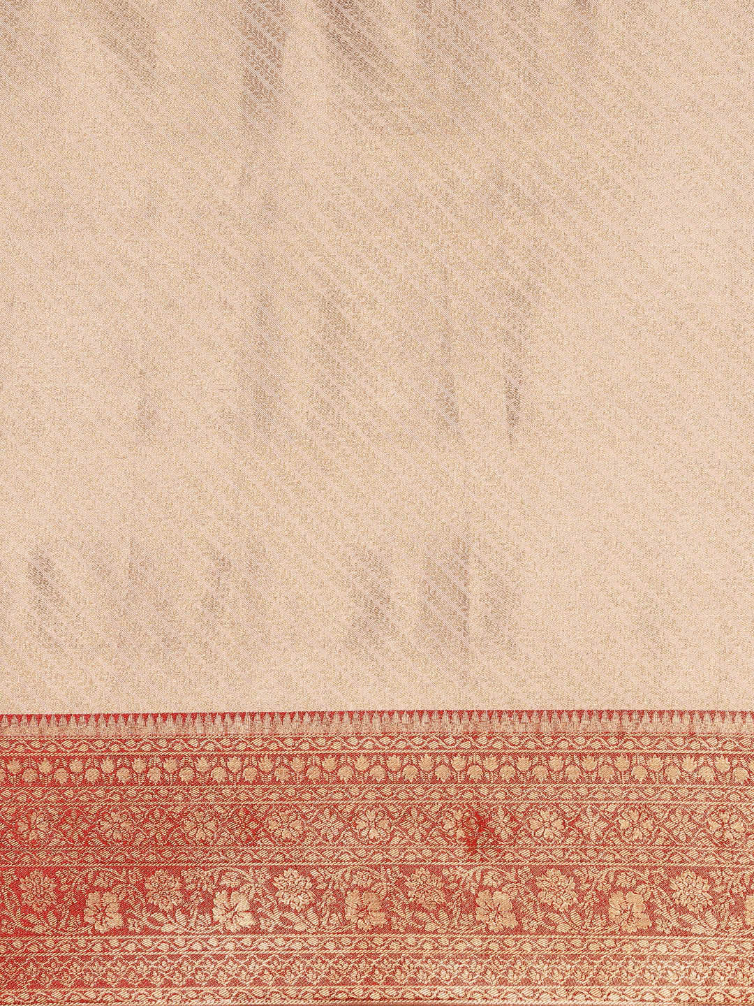 Saree Mall Off White & Red Woven Design Zari Silk Blend Banarasi Saree | Swadesiicart
