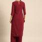All About You Women Maroon Ethnic Motifs Embroidered Chikankari Kurta with Palazzos | Swadesiicart