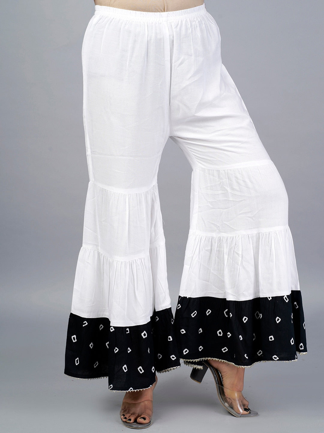 Kalini Bandhani Printed Kurta with Sharara & Dupatta - Swadesiicart