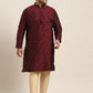 Sojanya Plus Men Plus Size Red & Black Woven Design Straight Kurta | Swadesiicart