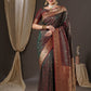 Anouk Floral Zari Banarasi Saree | Swadesiicart